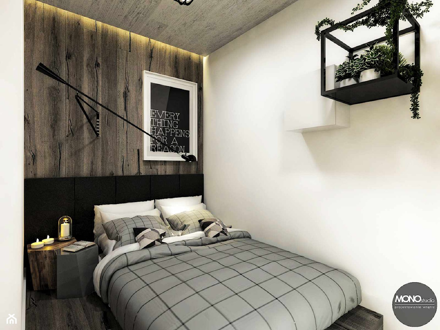 przestrzeń & faktura - Mała biała sypialnia, styl vintage - zdjęcie od MONOstudio - Homebook