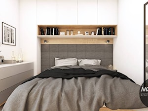 drewno & minimalizm - Mała biała sypialnia, styl minimalistyczny - zdjęcie od MONOstudio