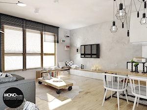 przestrzeń & światło - Średni biały szary salon z jadalnią, styl nowoczesny - zdjęcie od MONOstudio
