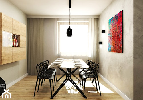 przestrzeń & faktura - Średnia szara jadalnia jako osobne pomieszczenie - zdjęcie od MONOstudio