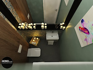 elegancja & przestrzeń - Mała na poddaszu bez okna z marmurową podłogą łazienka, styl nowoczesny - zdjęcie od MONOstudio