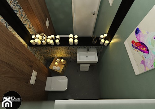 elegancja & przestrzeń - Mała na poddaszu bez okna z marmurową podłogą łazienka, styl nowoczesny - zdjęcie od MONOstudio