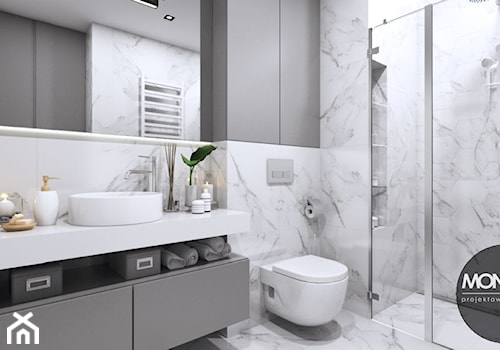 łazienka w biało-szarych barwach - zdjęcie od MONOstudio