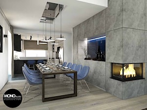 beton & faktura - Duża biała szara jadalnia jako osobne pomieszczenie, styl industrialny - zdjęcie od MONOstudio