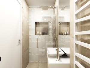 przestrzeń & faktura - Mała bez okna z punktowym oświetleniem łazienka - zdjęcie od MONOstudio