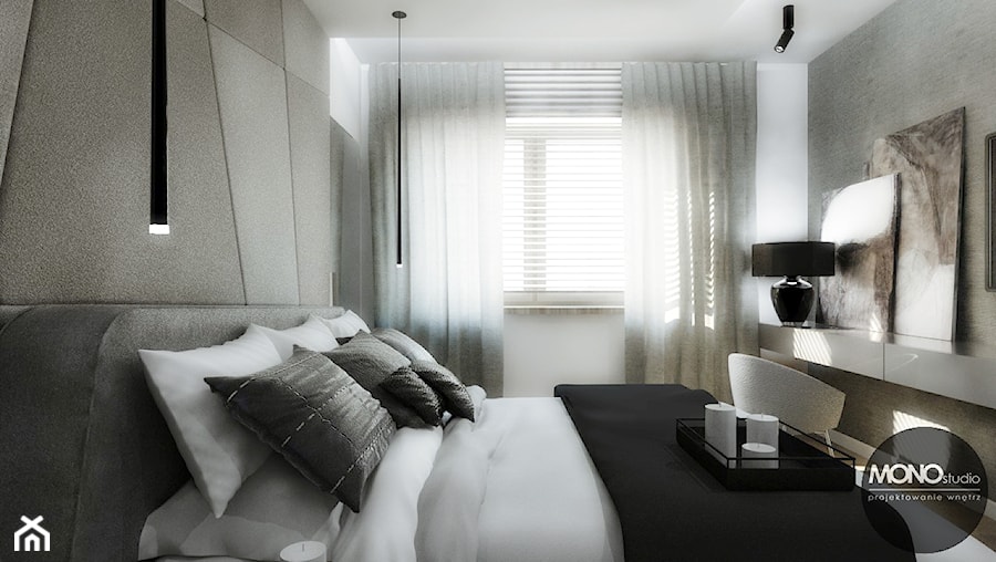 światło & prosta forma - Mała średnia szara sypialnia, styl nowoczesny - zdjęcie od MONOstudio