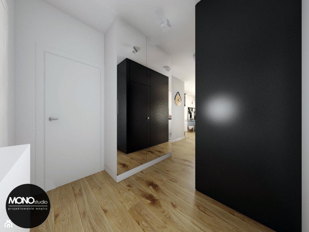 przestrzeń & światło - Średni biały czarny hol / przedpokój, styl nowoczesny - zdjęcie od MONOstudio - Homebook