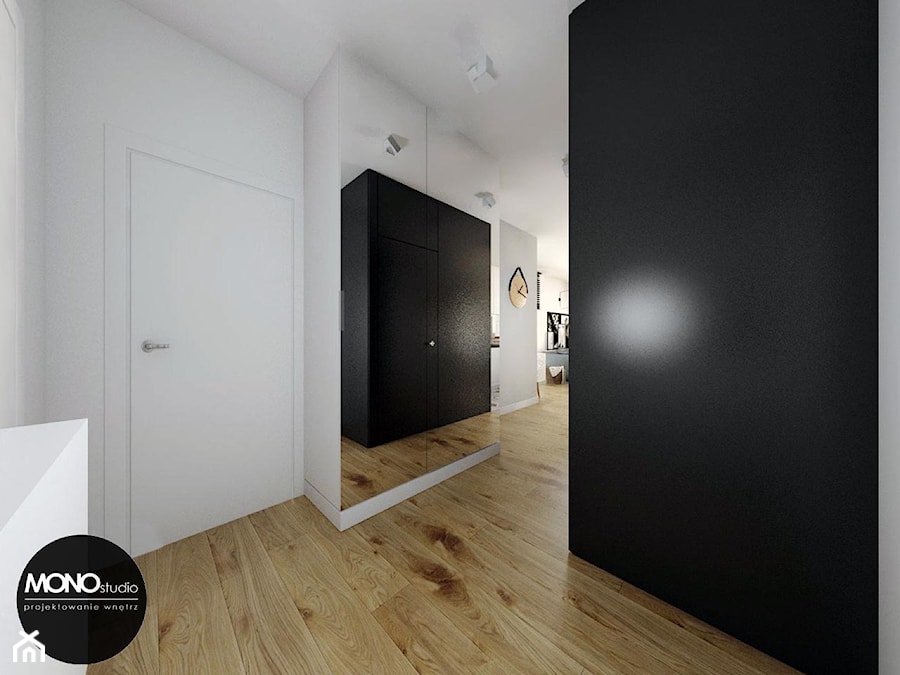przestrzeń & światło - Średni biały czarny hol / przedpokój, styl nowoczesny - zdjęcie od MONOstudio