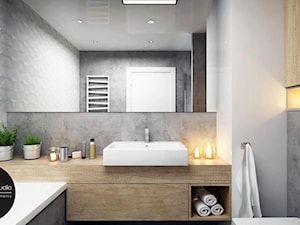 przestrzeń & światło - Mała na poddaszu bez okna łazienka, styl nowoczesny - zdjęcie od MONOstudio