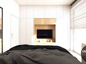 drewno & minimalizm - Średnia biała sypialnia, styl minimalistyczny - zdjęcie od MONOstudio