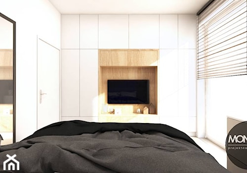 drewno & minimalizm - Średnia biała sypialnia, styl minimalistyczny - zdjęcie od MONOstudio