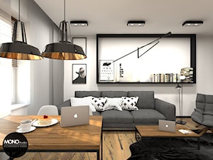 nowoczesność & ciepło - Średni biały salon z jadalnią, styl nowoczesny - zdjęcie od MONOstudio