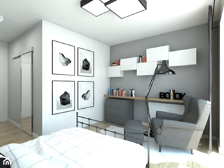 Sypialnia z miejscem do pracy - zdjęcie od MONOstudio