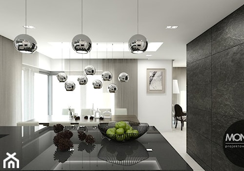 biel&elegancja - Średnia biała jadalnia w salonie w kuchni, styl minimalistyczny - zdjęcie od MONOstudio