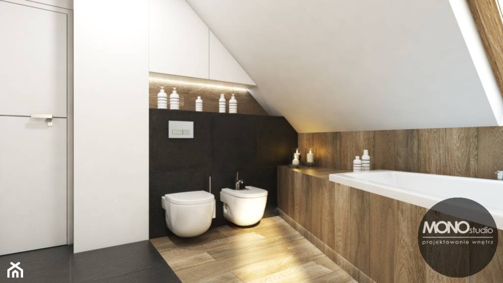 Łazienka w ciepłym, nowoczesnym klimacie - zdjęcie od MONOstudio - Homebook