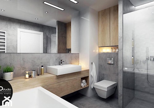 przestrzeń & światło - Średnia z punktowym oświetleniem łazienka, styl nowoczesny - zdjęcie od MONOstudio