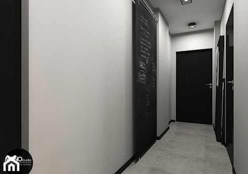 nowoczesność & ciepło - Średni z wieszakiem biały czarny hol / przedpokój, styl nowoczesny - zdjęcie od MONOstudio