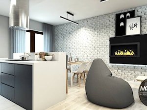 Salon otwarty na kuchnię - zdjęcie od MONOstudio