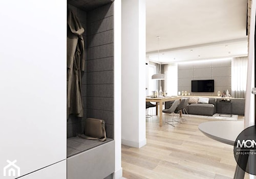 drewno & minimalizm - Średni z wieszakiem biały hol / przedpokój, styl minimalistyczny - zdjęcie od MONOstudio