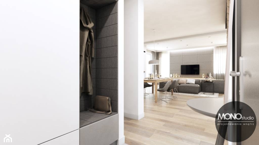 drewno & minimalizm - Średni z wieszakiem biały hol / przedpokój, styl minimalistyczny - zdjęcie od MONOstudio - Homebook