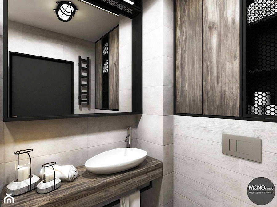 przestrzeń & faktura - Średnia bez okna z lustrem łazienka, styl vintage - zdjęcie od MONOstudio