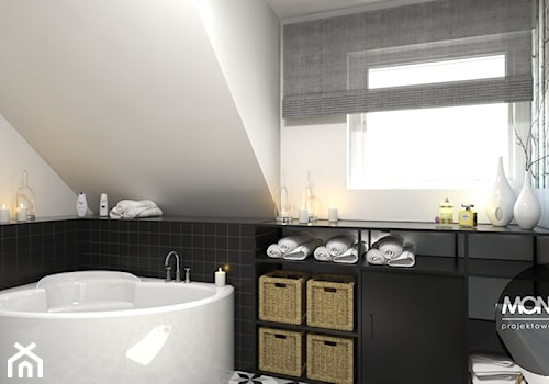 Łazienka w zestawieniu czerni i bieli - zdjęcie od MONOstudio