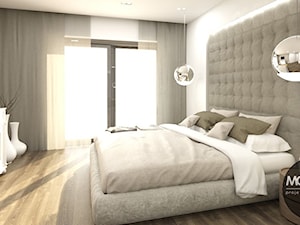 biel&elegancja - Mała biała szara sypialnia, styl nowoczesny - zdjęcie od MONOstudio