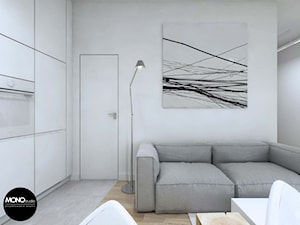 biel&minimalizm - Mała biała szara sypialnia, styl minimalistyczny - zdjęcie od MONOstudio