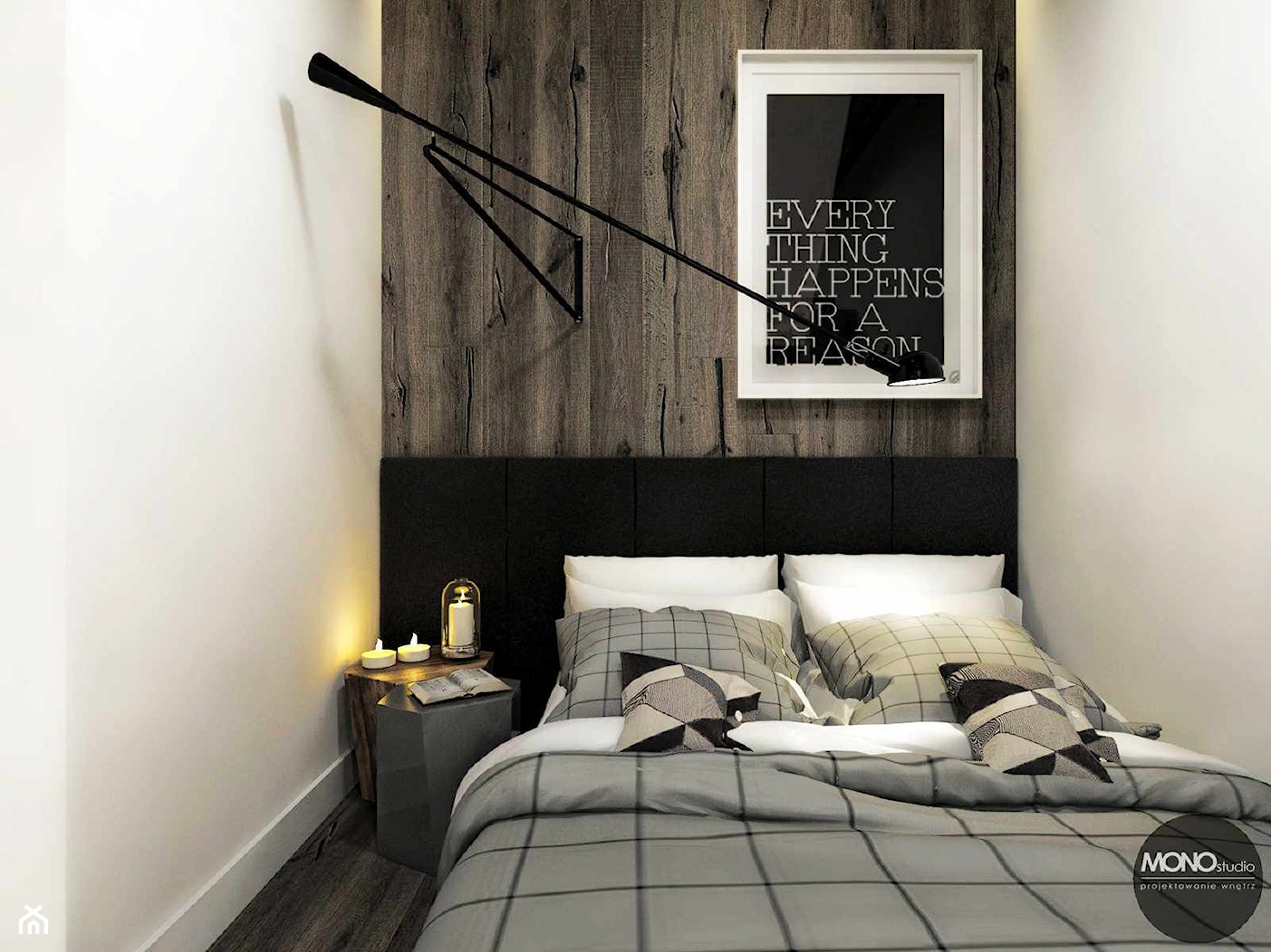 przestrzeń & faktura - Mała szara sypialnia, styl vintage - zdjęcie od MONOstudio - Homebook