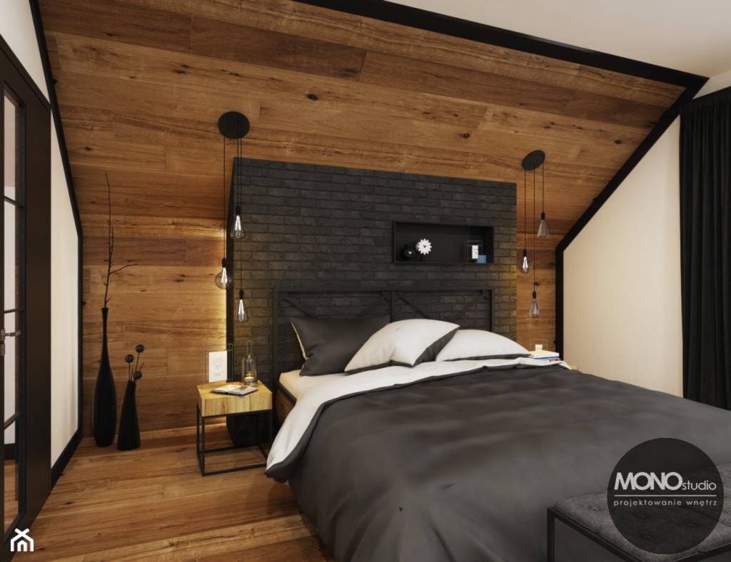 Sypialnia w industrialnym klimacie - zdjęcie od MONOstudio - Homebook