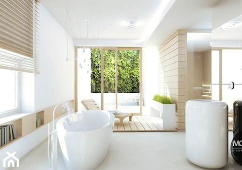 światło & prosta forma - Duża z punktowym oświetleniem łazienka z oknem, styl nowoczesny - zdjęcie od MONOstudio