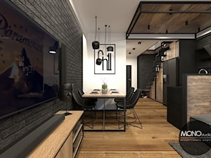 Jadalnia z salonem i kuchnią w klimacie industrialnym - zdjęcie od MONOstudio