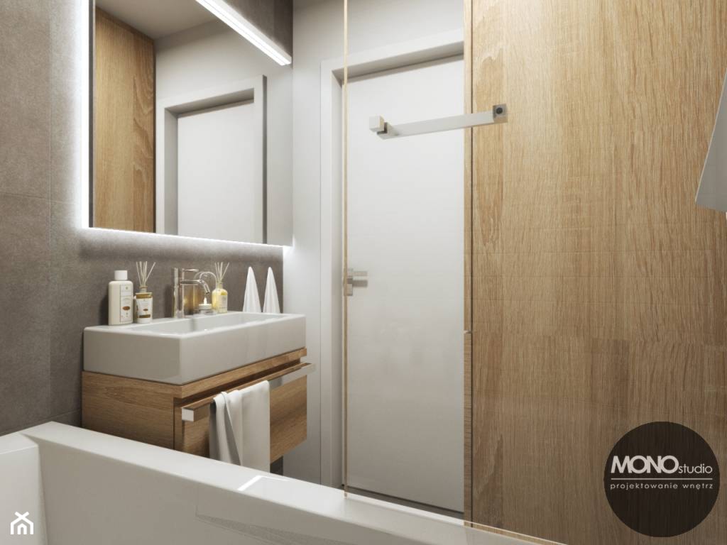 Ciepła i jasna łazienka - zdjęcie od MONOstudio - Homebook
