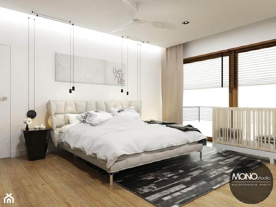 elegancja & nowoczesność - Duża biała sypialnia, styl nowoczesny - zdjęcie od MONOstudio