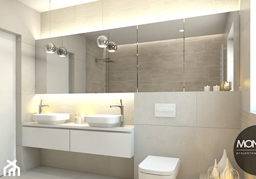 biel&elegancja - Średnia z dwoma umywalkami łazienka z oknem, styl minimalistyczny - zdjęcie od MONOstudio