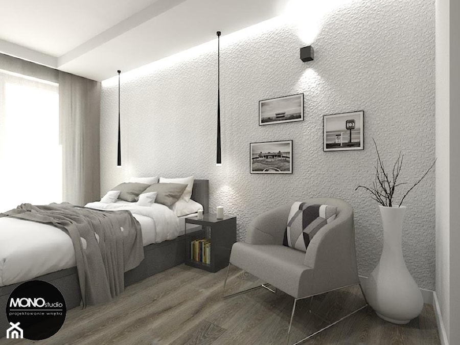 biel & harmonia - Średnia biała sypialnia, styl minimalistyczny - zdjęcie od MONOstudio