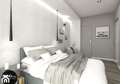 biel & harmonia - Średnia biała szara sypialnia, styl minimalistyczny - zdjęcie od MONOstudio