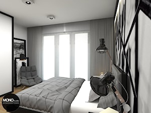 nowoczesność & ciepło - Średnia biała szara sypialnia, styl nowoczesny - zdjęcie od MONOstudio