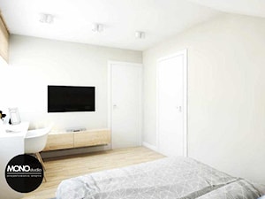 przestrzeń & faktura - Średnia beżowa sypialnia - zdjęcie od MONOstudio