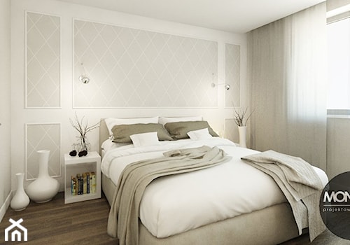 biel&elegancja - Mała biała szara sypialnia - zdjęcie od MONOstudio