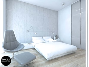 biel&minimalizm - Mała szara sypialnia, styl minimalistyczny - zdjęcie od MONOstudio