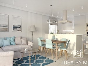 Nadmorskie klimaty - Średni biały salon z kuchnią z jadalnią, styl skandynawski - zdjęcie od Idea by Mag.