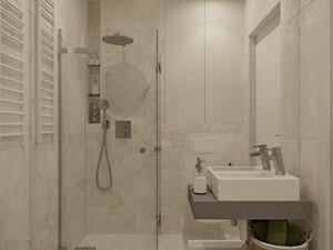 Szara elegancja - Mała biała beżowa łazienka bez okna, styl nowoczesny - zdjęcie od Idea by Mag.