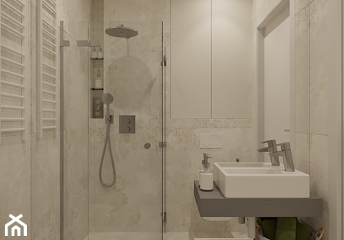 Szara elegancja - Mała bez okna z dwoma umywalkami łazienka, styl nowoczesny - zdjęcie od Idea by Mag.
