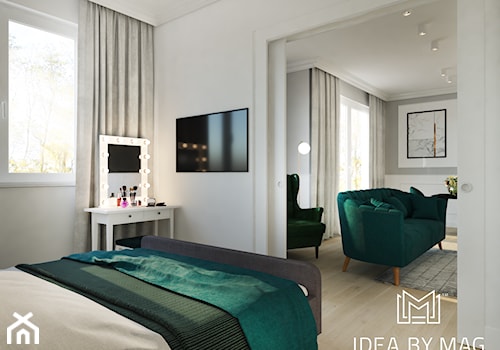 Marmur z dodatkiem koloru, połączenie idealne - Średnia biała sypialnia, styl tradycyjny - zdjęcie od Idea by Mag.