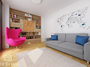 Port Praski - Średnie w osobnym pomieszczeniu z sofą białe z fotografiami na ścianie biuro, styl nowoczesny - zdjęcie od Idea by Mag.