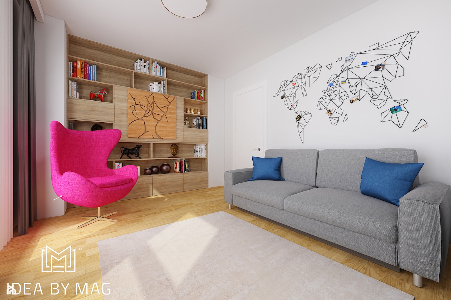 Port Praski - Średnie w osobnym pomieszczeniu z sofą białe z fotografiami na ścianie biuro, styl nowoczesny - zdjęcie od Idea by Mag. - Homebook