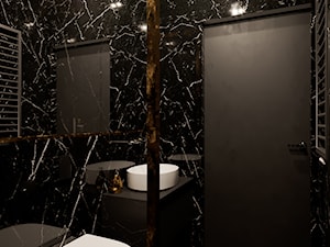 Warszawski Wilanów - Średnia z lustrem z marmurową podłogą z punktowym oświetleniem łazienka, styl nowoczesny - zdjęcie od Idea by Mag.