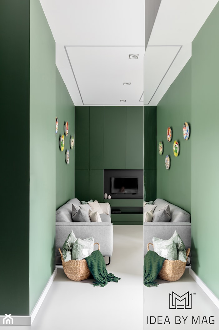 Apartament Zielona Ściana - Średni zielony salon, styl nowoczesny - zdjęcie od Idea by Mag. - Homebook