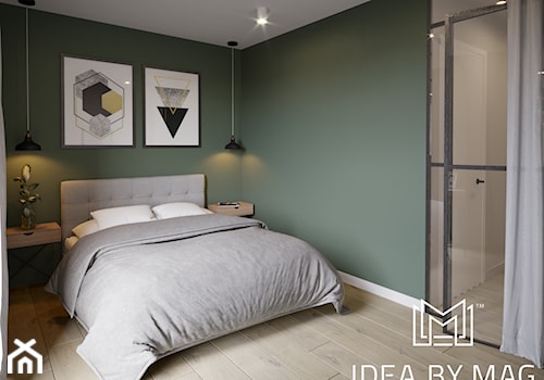 Klasyczny loft - Mała zielona sypialnia, styl industrialny - zdjęcie od Idea by Mag.